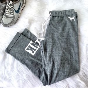 VS Pink Heather Grey Cuffed Straight Sweats S